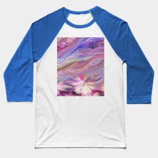 Flowers in Space Abstract Acrylic Baseball T-Shirt